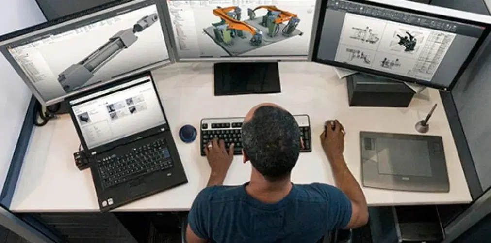 Engineering drawing with technical specifications and CAD design